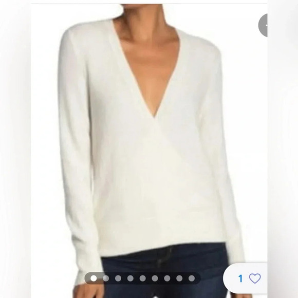 Madewell Wrap Front Merino Wool Alpaca Blend Sweater Cream Size S - Picture 7 of 7